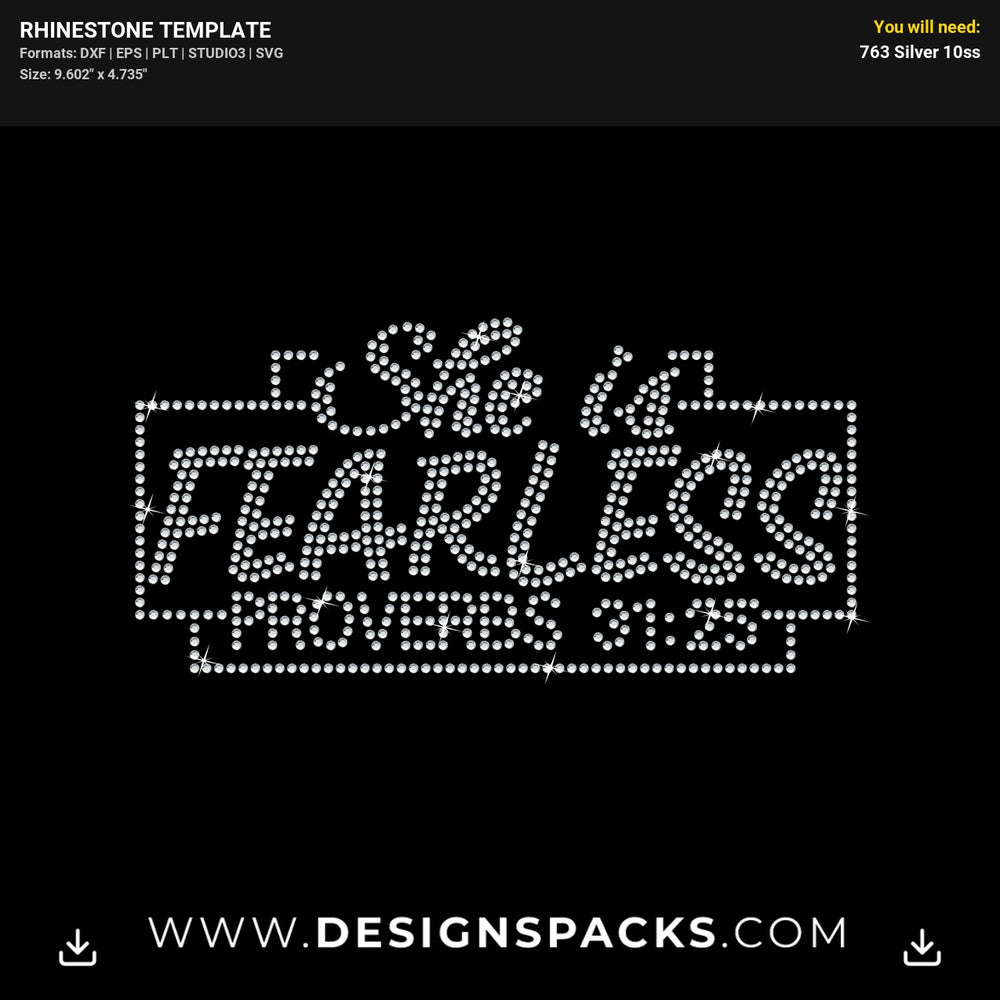 She Is Fearless Rhinestone Digital Template