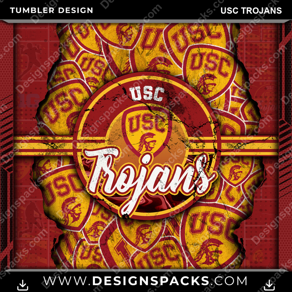 College Sport Ripped USC Trojans Tumbler Digital Wrap Design