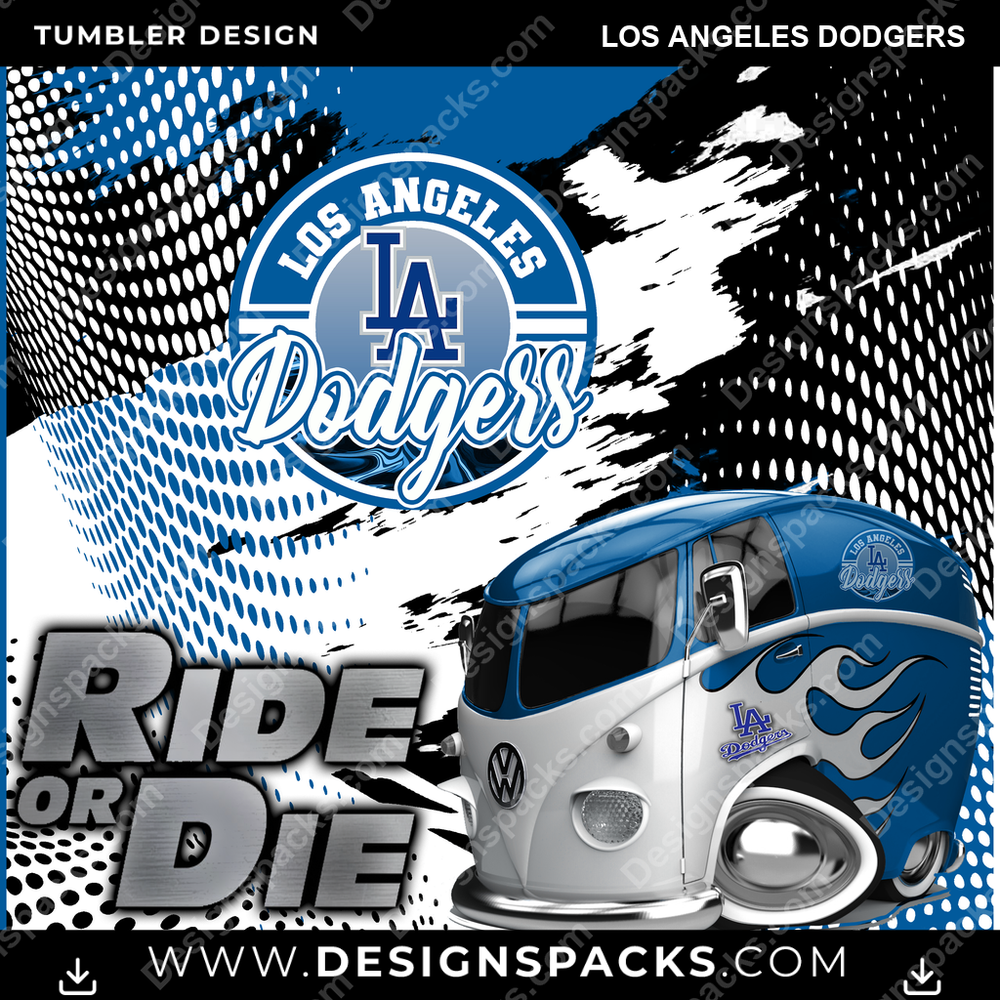 Baseball Ride or Die Los Angeles Dodgers Tumbler Digital Wrap Design