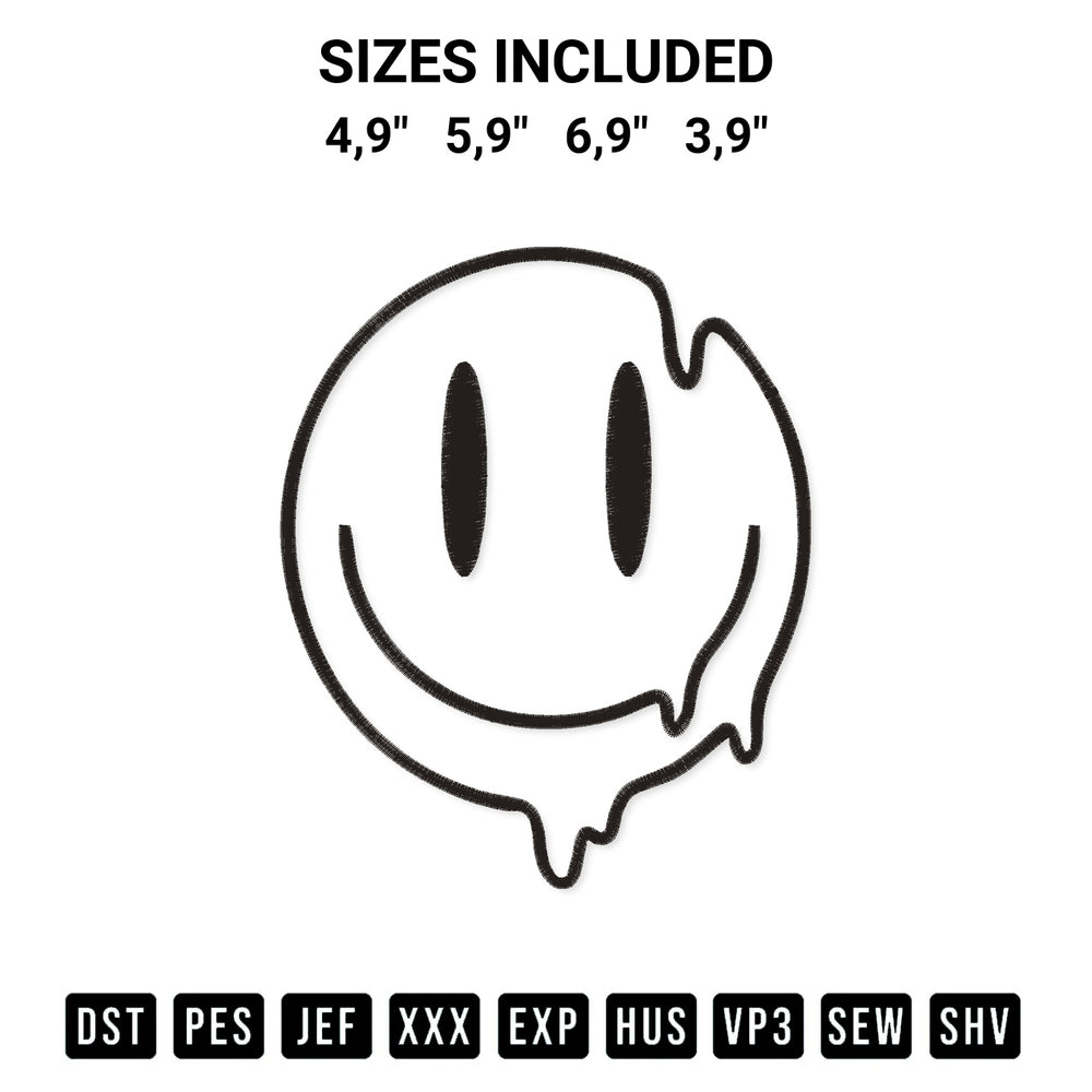 Create amazing crafts with the Trippy Smiley Face Logo Embroidery Design embroidery file. High-quality digital download from Designspacks.com, perfect for beginners and pros. Available sizes: 4,9", 5,9", 6,9", 3,9".