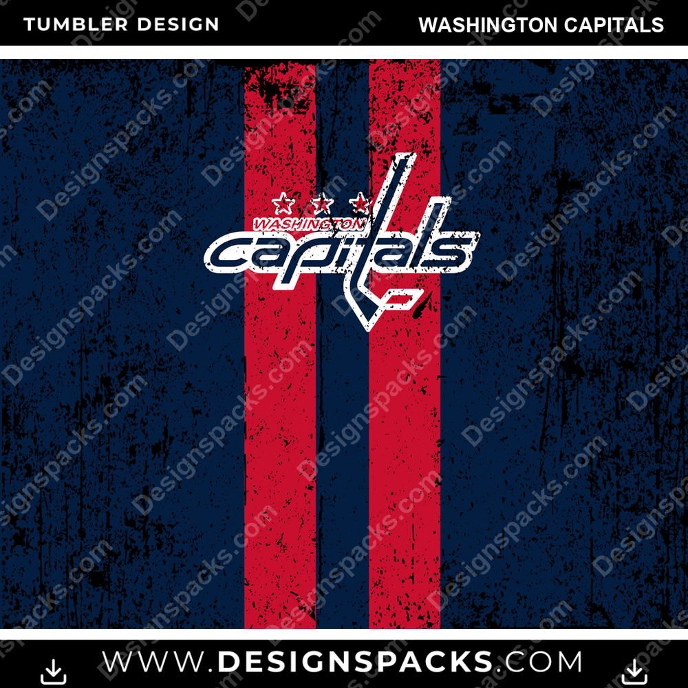 Ice Hockey Grunge Style Washington Capitals NHL Hockey Tumbler Digital Wrap Design Download