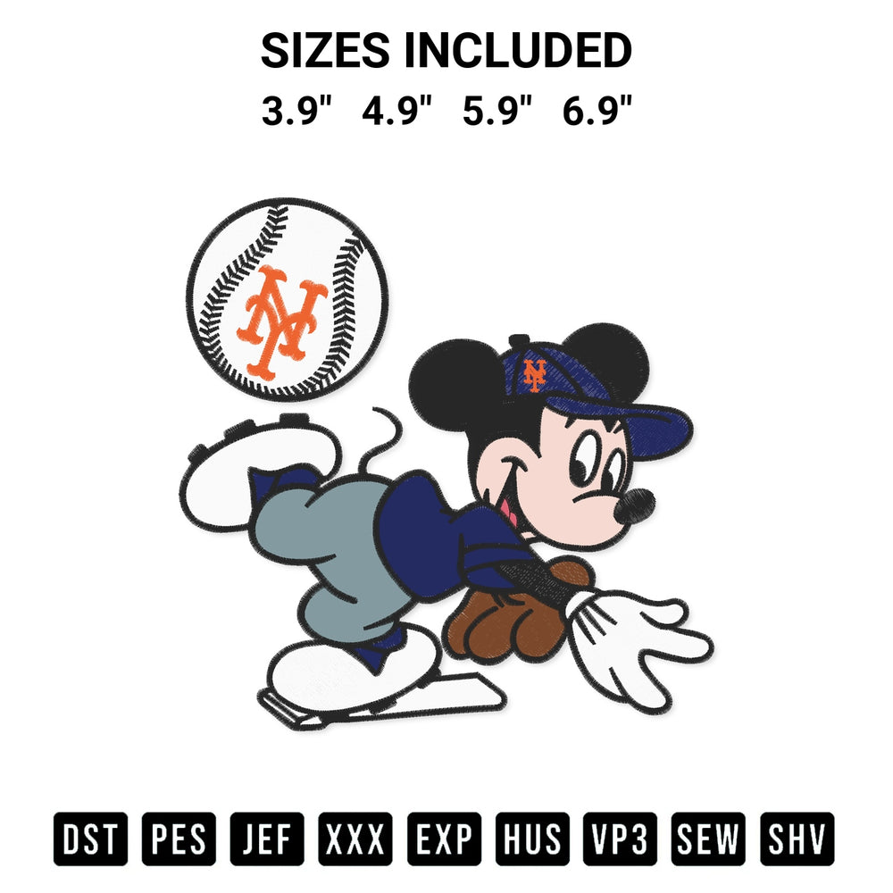Discover the perfect addition to your crafting collection: Baseball New York Mets Mickey Mouse Embroidery Design embroidery file. Instantly available at Designspacks.com. Available sizes: 3.9", 4.9", 5.9", 6.9".