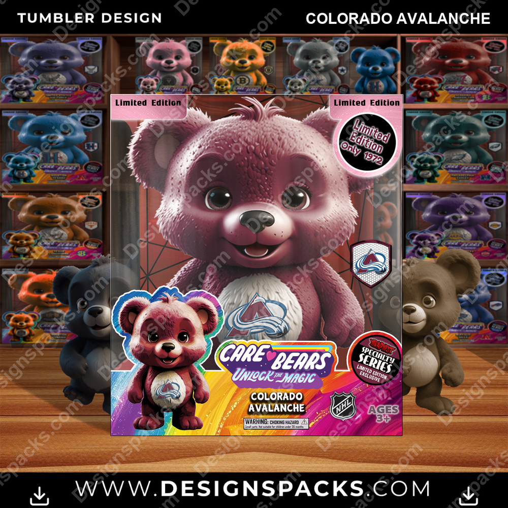 Hockey Care Bear Box Colorado Avalanche NHL Hockey Tumbler Digital Wrap Design Download