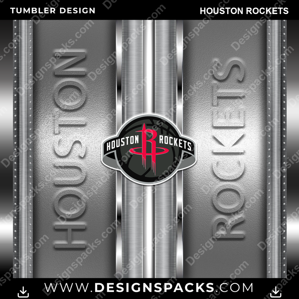 Basketball Metallic Houston Rockets Tumbler Digital Wrap Design