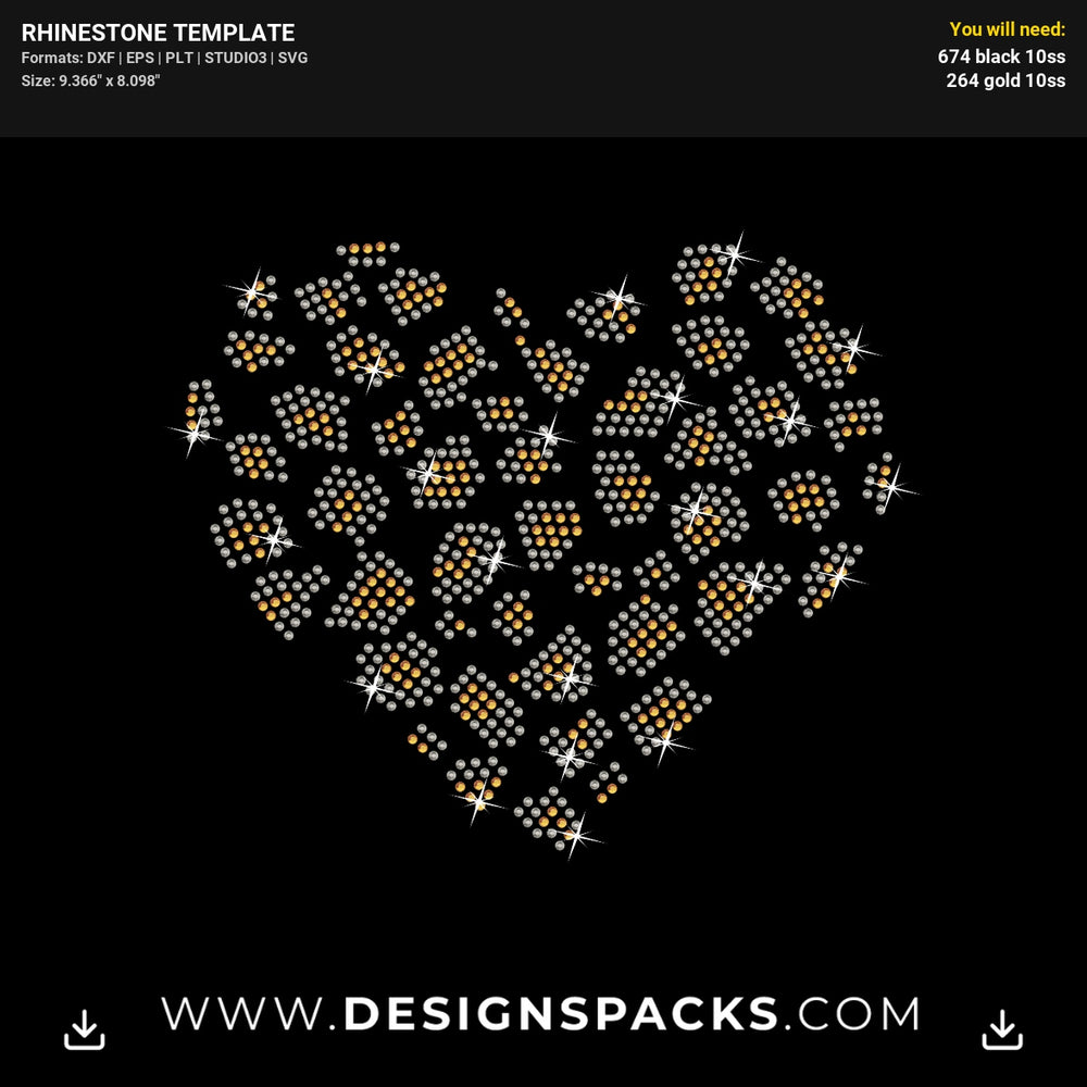 Leopard Heart Rhinestone Digital Template