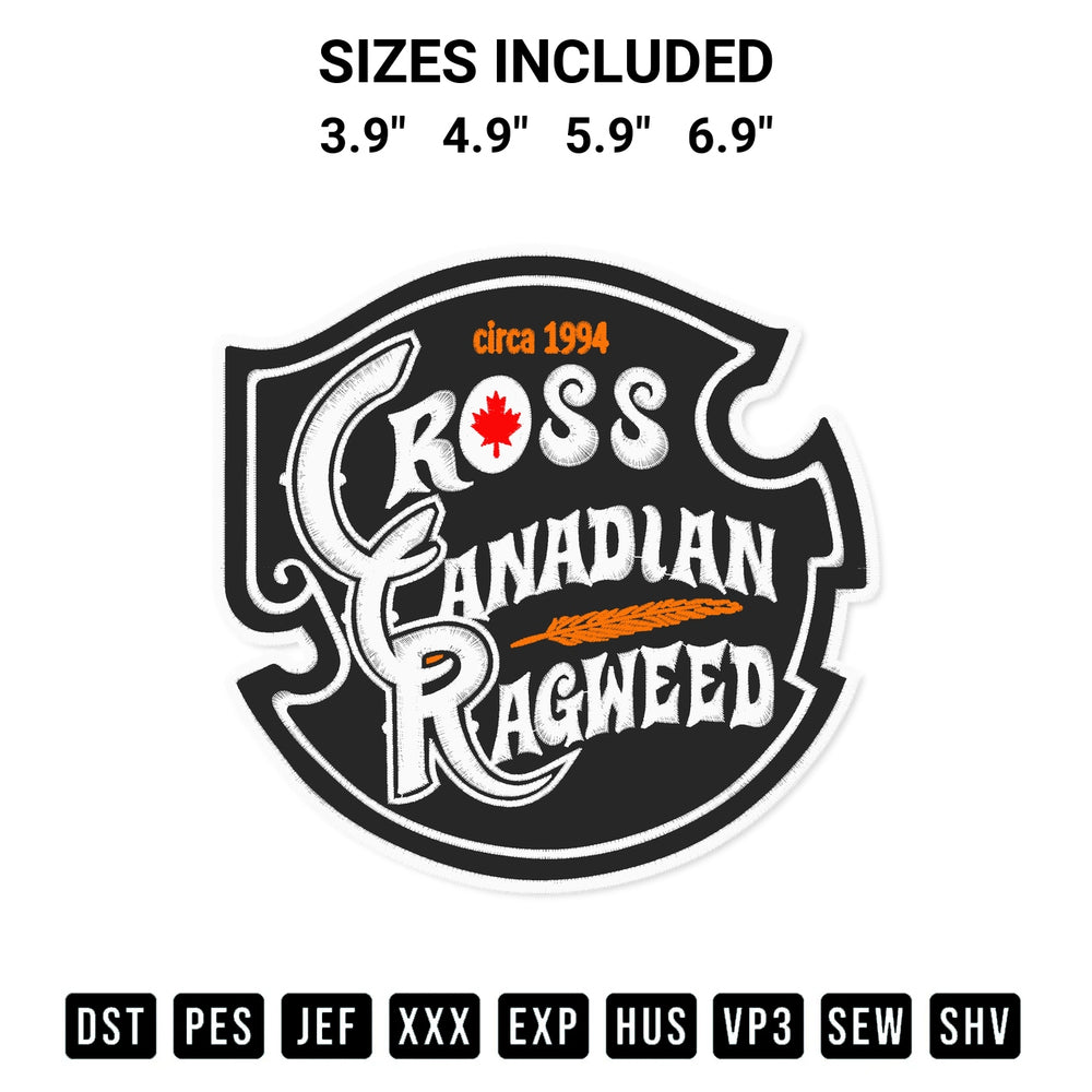 Stitch like a pro with the Cross Canadian Ragweed Embroidery Design embroidery pattern from Designspacks.com. High-quality digital machine embroidery file. Available sizes: 3.9", 4.9", 5.9", 6.9".