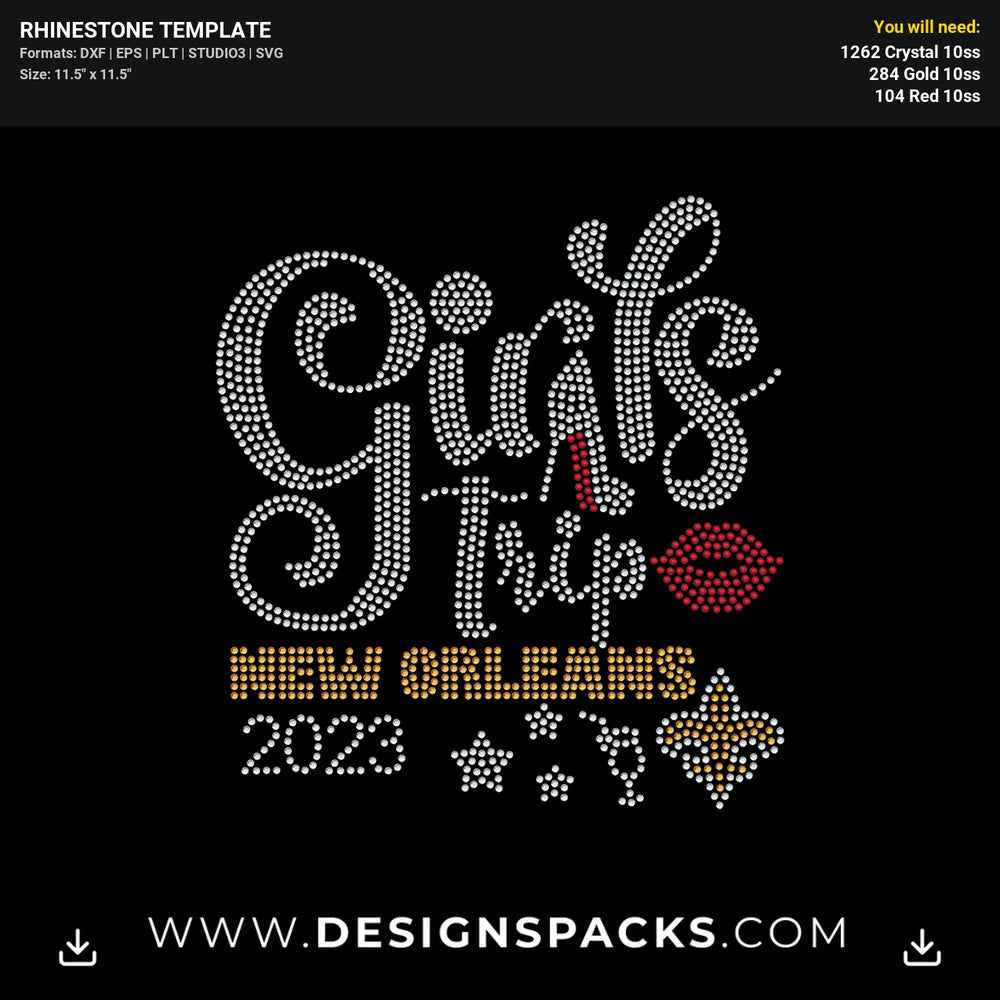 Girls Trip New Orleans Rhinestone Digital Template
