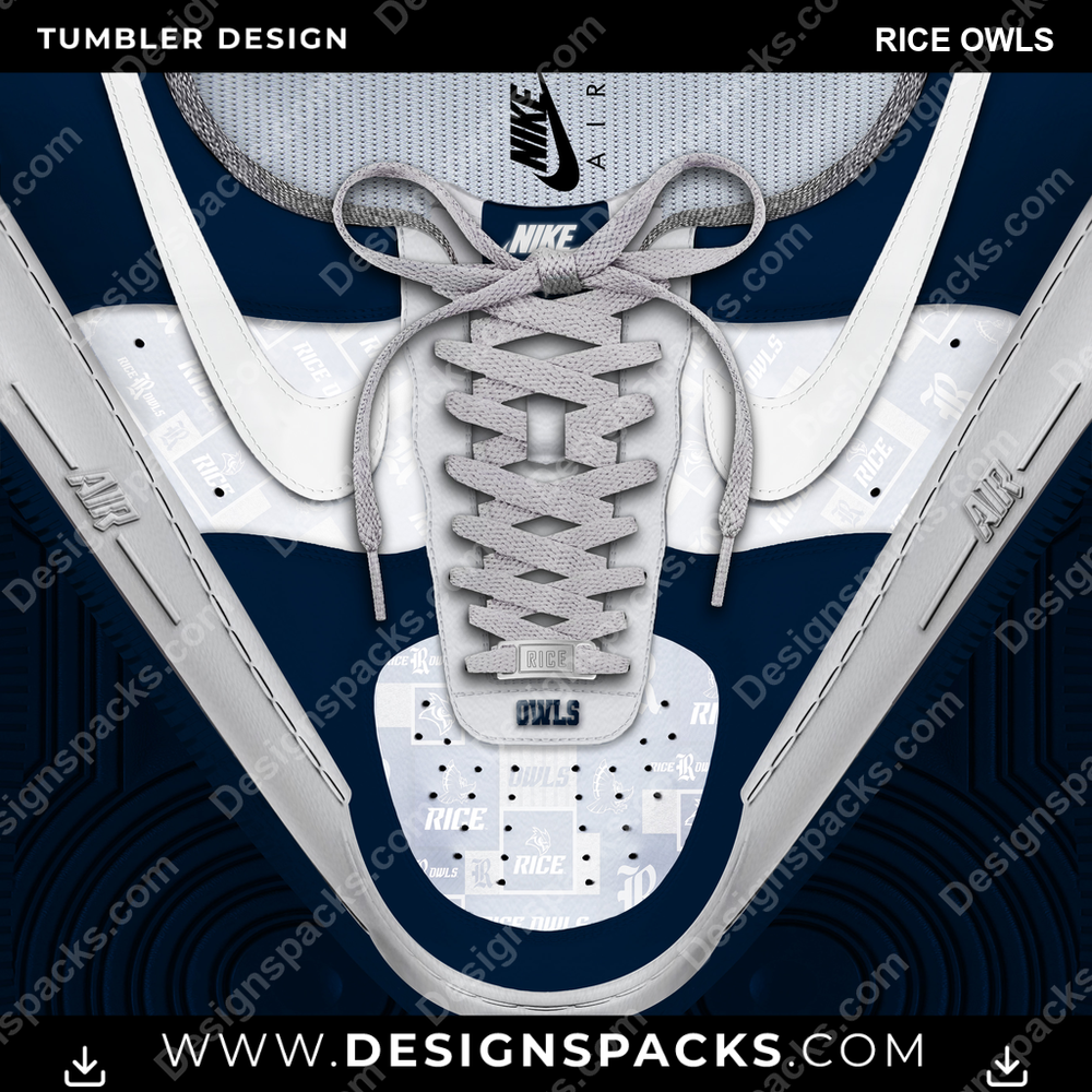 College Sport Nike AF1 Laces Rice Owls NCAA College Sport Tumbler Digital Wrap Design Download