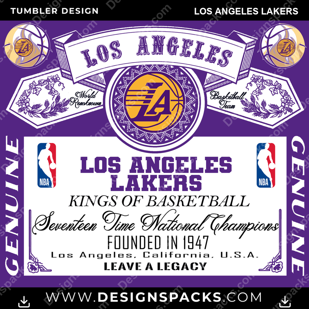 Basketball Budweiser Los Angeles Lakers NBA Basketball Tumbler Digital Wrap Design Download