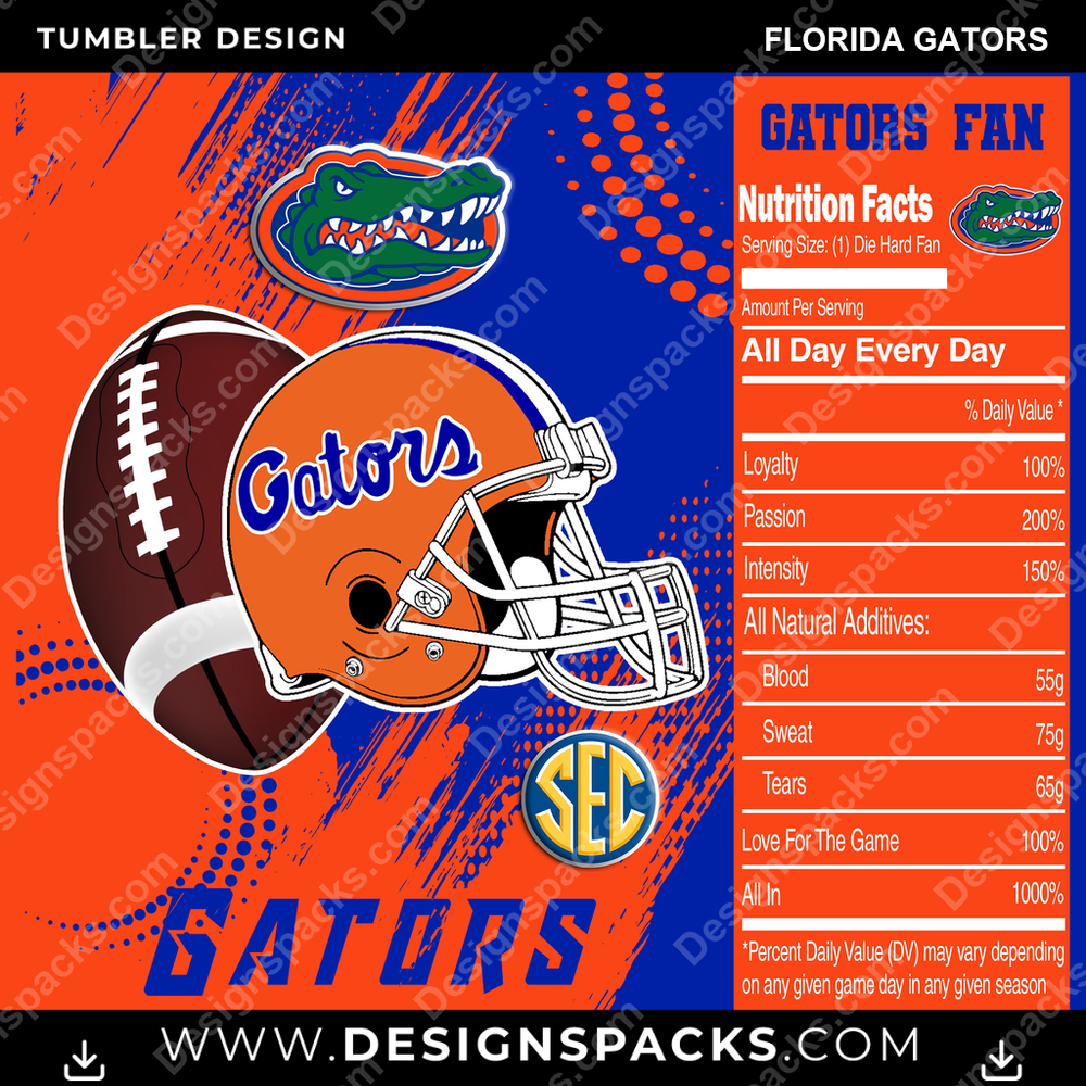 College Sport Team Fan CFB Florida Gators NCAA College Sport Tumbler Digital Wrap Design Download