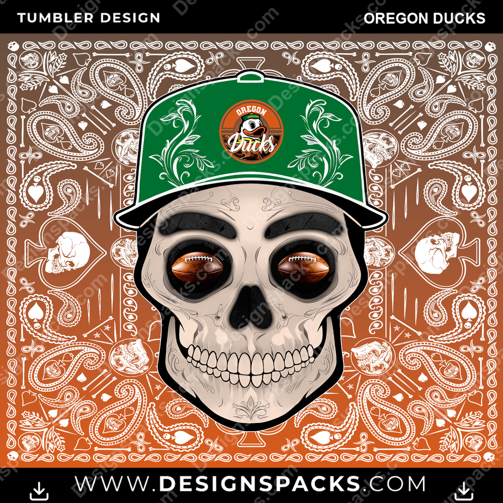 College Sport Skull Handkerchief Oregon Ducks NCAA College Sport Tumbler Digital Wrap Design Download
