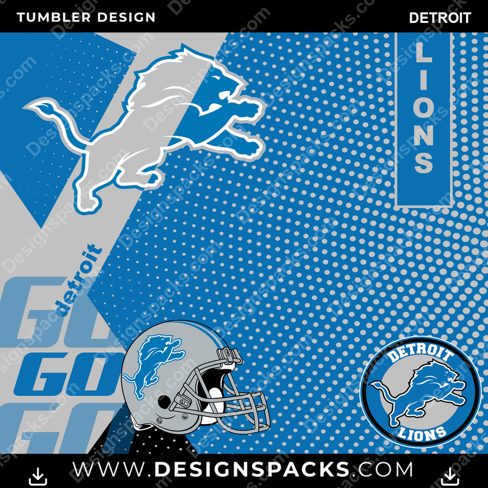 Football GO Detroit Tumbler Digital Wrap Design