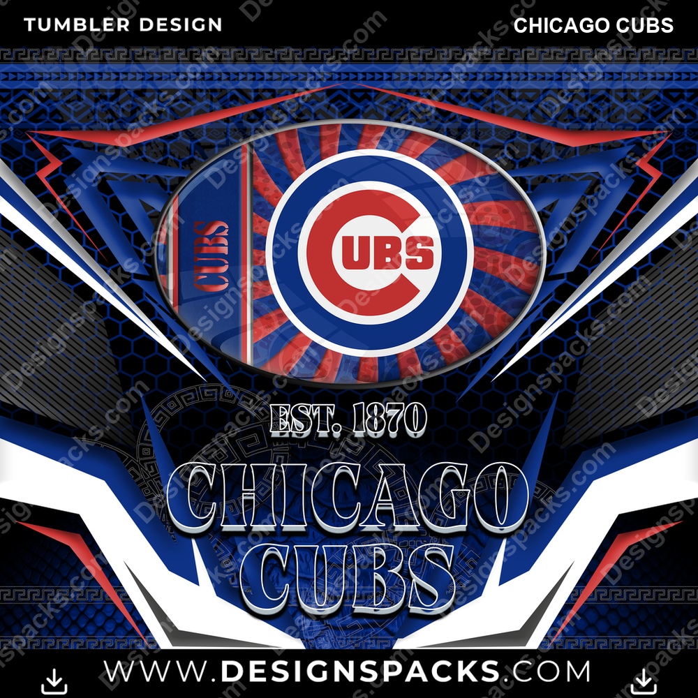 Baseball Tribal Chicago Cubs Tumbler Digital Wrap Design