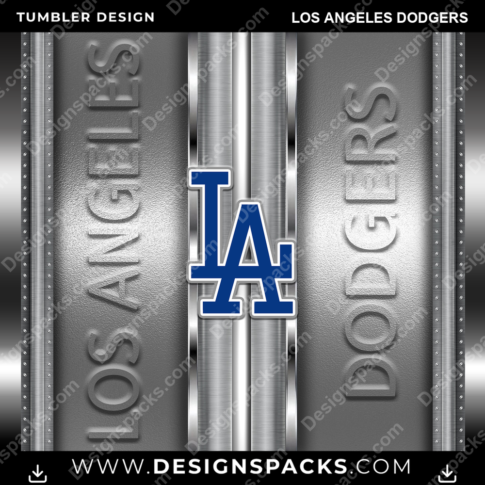 Baseball Metallic Los Angeles Dodgers Tumbler Digital Wrap Design