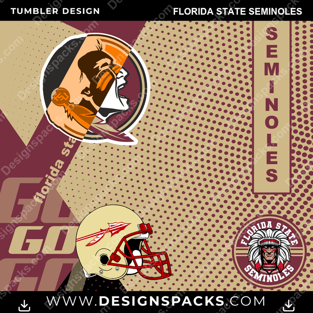 College Sport GO Florida State Seminoles NCAA College Sport Tumbler Digital Wrap Design Download