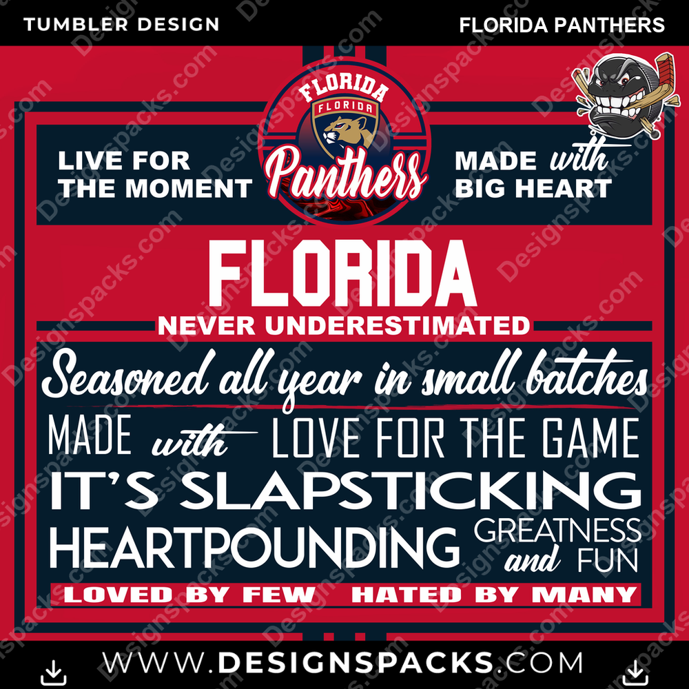 Ice Hockey Slapsticking Florida Panthers NHL Hockey Tumbler Digital Wrap Design Download