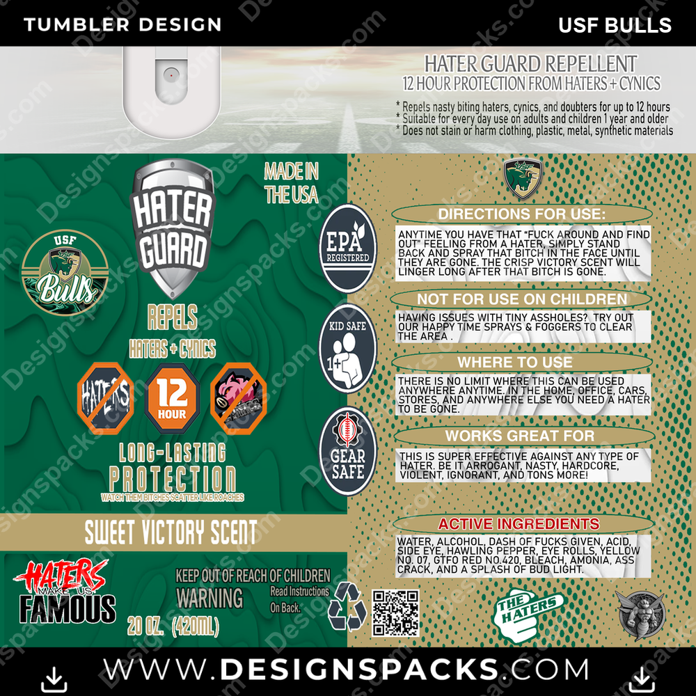 College Sport Hater Guard USF Bulls NCAA College Sport Tumbler Digital Wrap Design Download