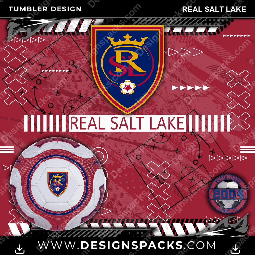 Soccer Xs & Os Real Salt Lake Tumbler Digital Wrap Design