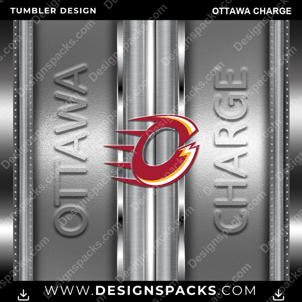Hockey Metallic Ottawa Charge Tumbler Digital Wrap Design