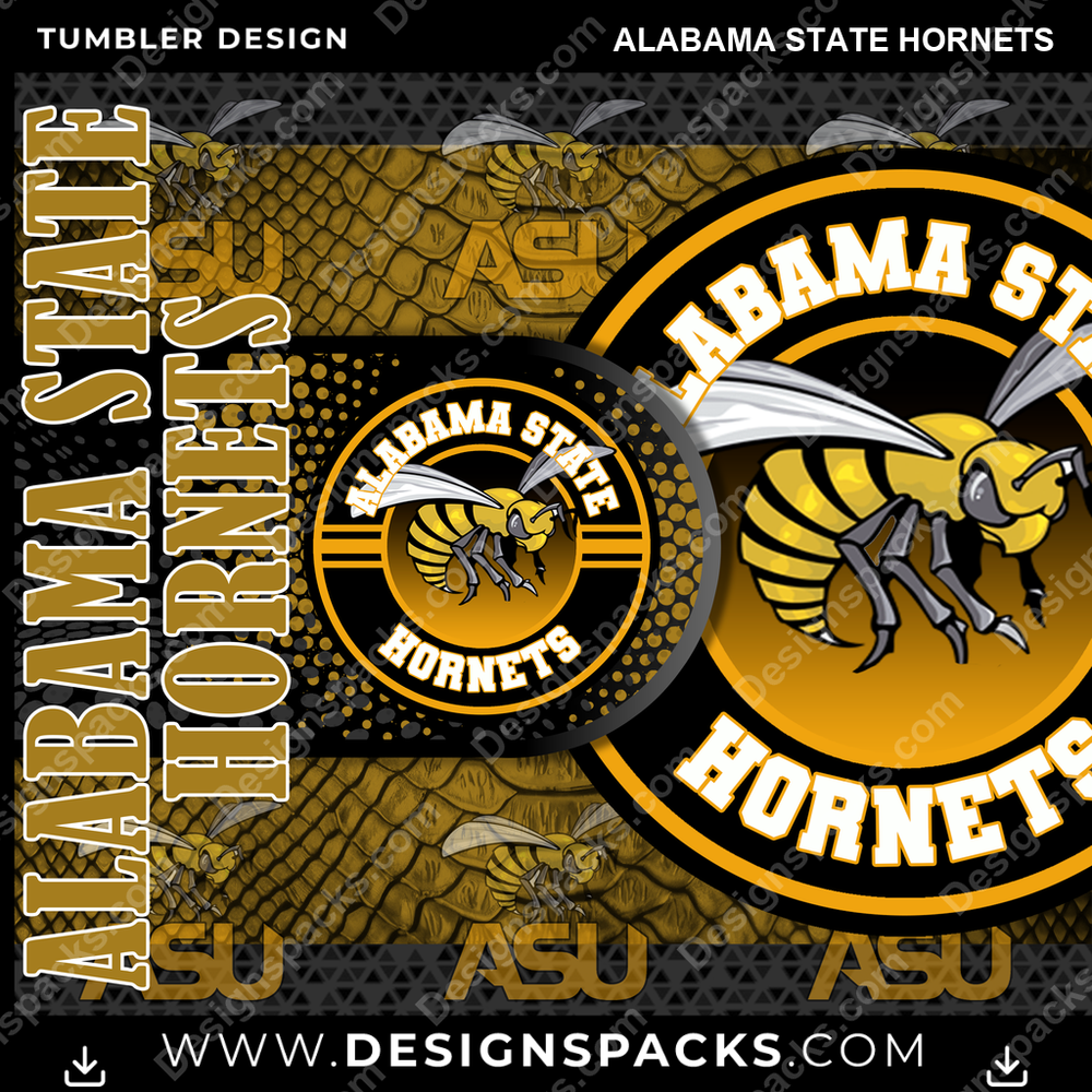 College Sport Hyper Alabama State Hornets Tumbler Digital Wrap Design