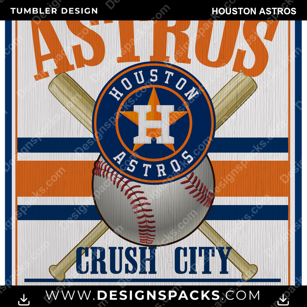 Baseball Vintage Wood Logo Houston Astros MLB Baseball Tumbler Digital Wrap Design Download