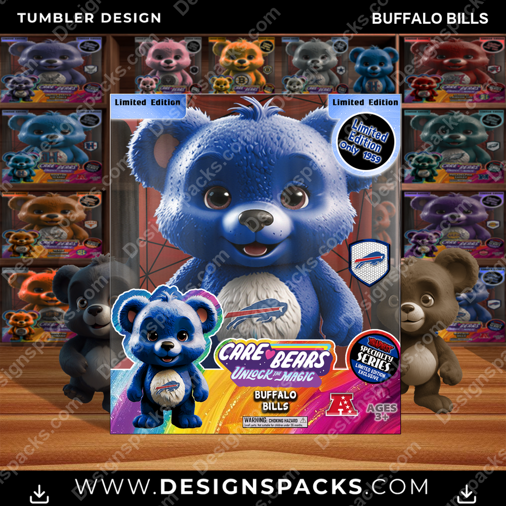 Football Care Bear Box Buffalo Bills Tumbler Digital Wrap Design