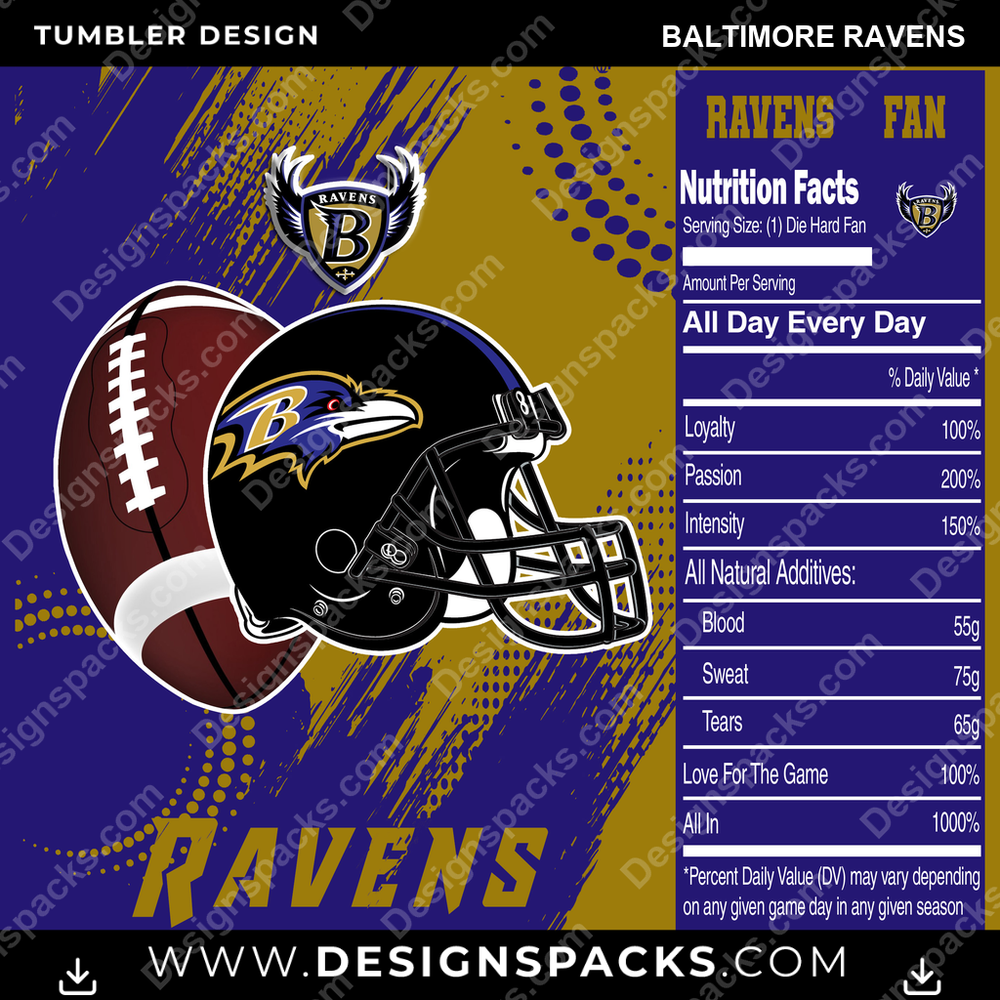 Football Team Fan Baltimore Ravens Tumbler Digital Wrap Design