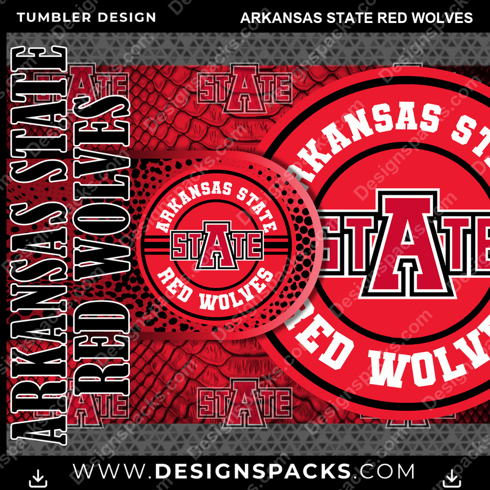 College Sport Hyper Arkansas State Red Wolves Tumbler Digital Wrap Design
