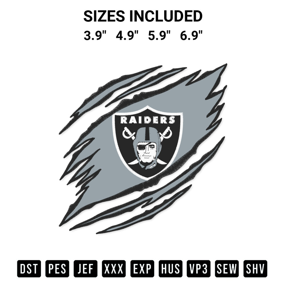 Create amazing crafts with the Las Vegas Raiders Claw Embroidery Design embroidery file. High-quality digital download from Designspacks.com, perfect for beginners and pros. Available sizes: 3.9", 4.9", 5.9", 6.9".