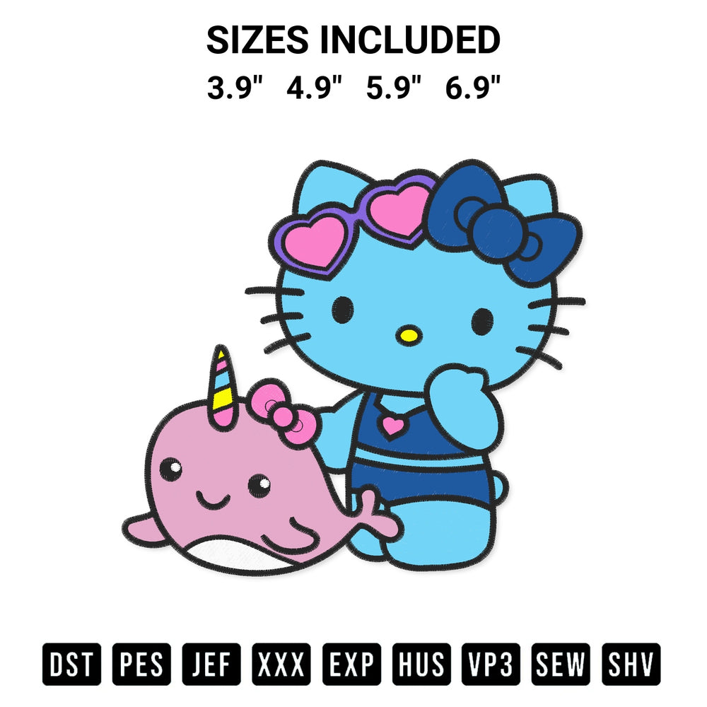 Download the Hello Kitty And Narwhal Embroidery Design machine embroidery design exclusively at Designspacks.com. Premium digitized pattern for apparel and DIY crafts. Available sizes: 3.9", 4.9", 5.9", 6.9".