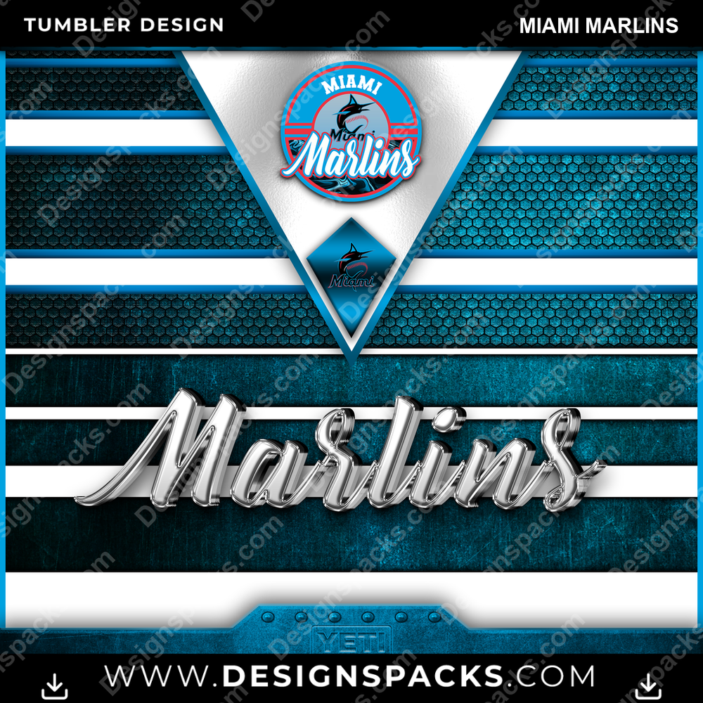 Baseball YETI Miami Marlins Tumbler Digital Wrap Design