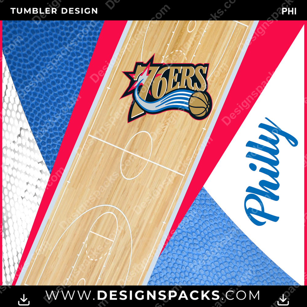 Basketball Court PHI Tumbler Digital Wrap Design