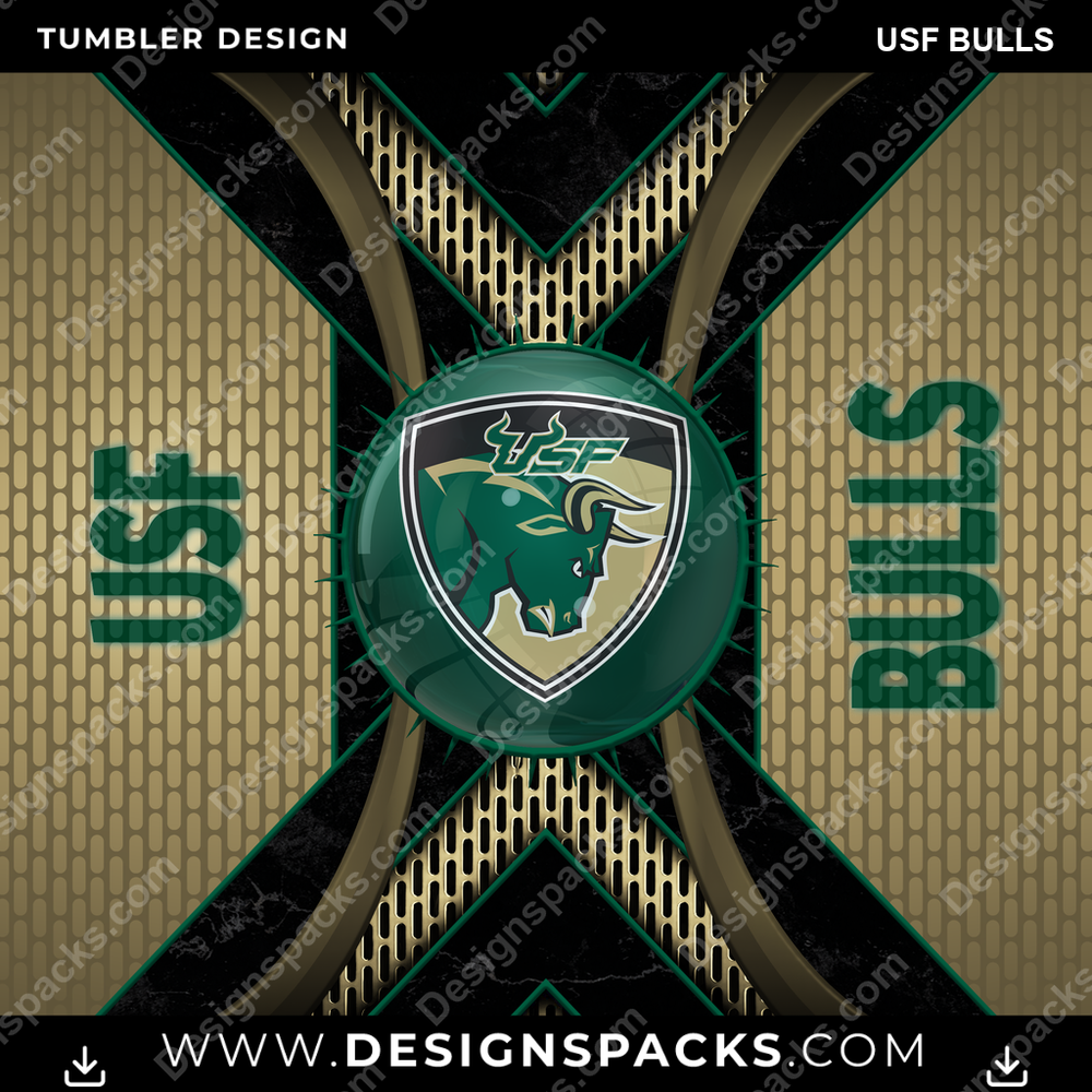 College Sport Metal Grating USF Bulls NCAA College Sport Tumbler Digital Wrap Design Download
