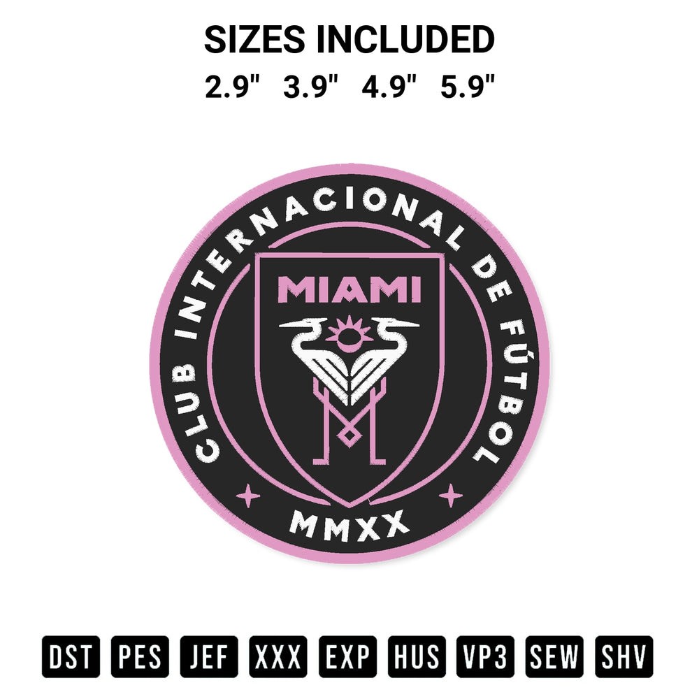 Transform your fabrics with the Inter Miami Logo Embroidery Design embroidery design. Instant access to premium digitized patterns at Designspacks.com. Available sizes: 2.9", 3.9", 4.9", 5.9".