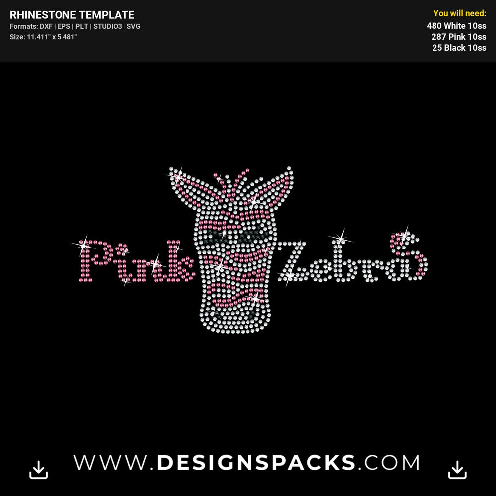 Pink Zebra Logo Rhinestone Digital Template