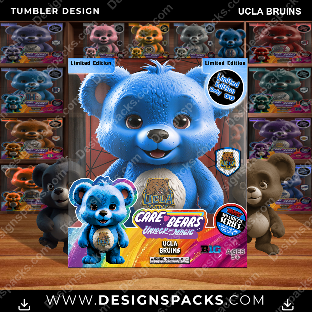 College Sport Care Bear Box UCLA Bruins NCAA College Sport Tumbler Digital Wrap Design Download