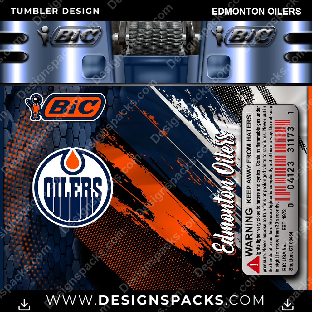 Hockey BIC Lighter Edmonton Oilers NHL Hockey Tumbler Digital Wrap Design Download