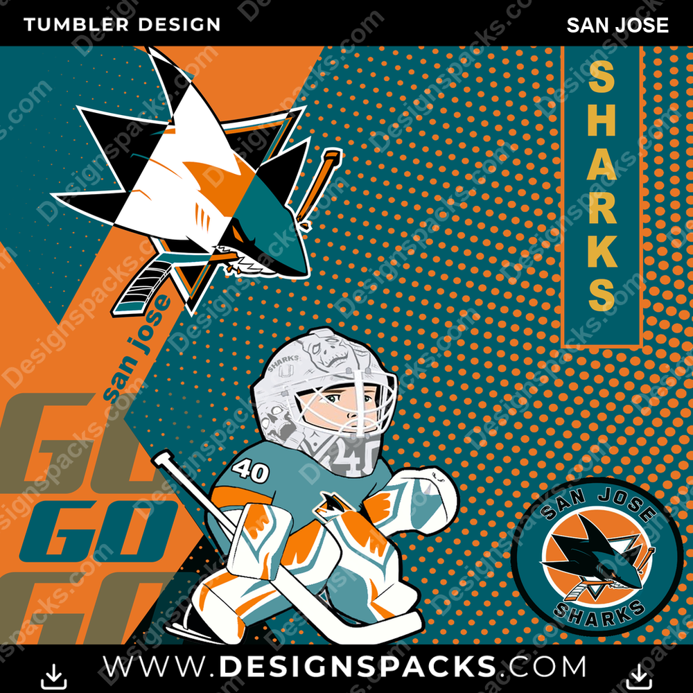 Ice Hockey GO San Jose Tumbler Digital Wrap Design