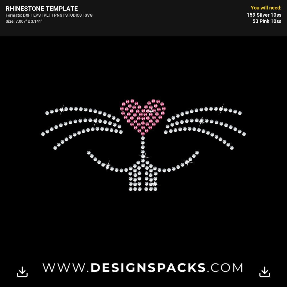 Bunny Face Mask Rhinestone Digital Template