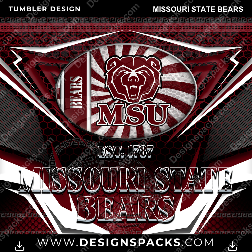 College Sport Tribal Missouri State Bears Tumbler Digital Wrap Design