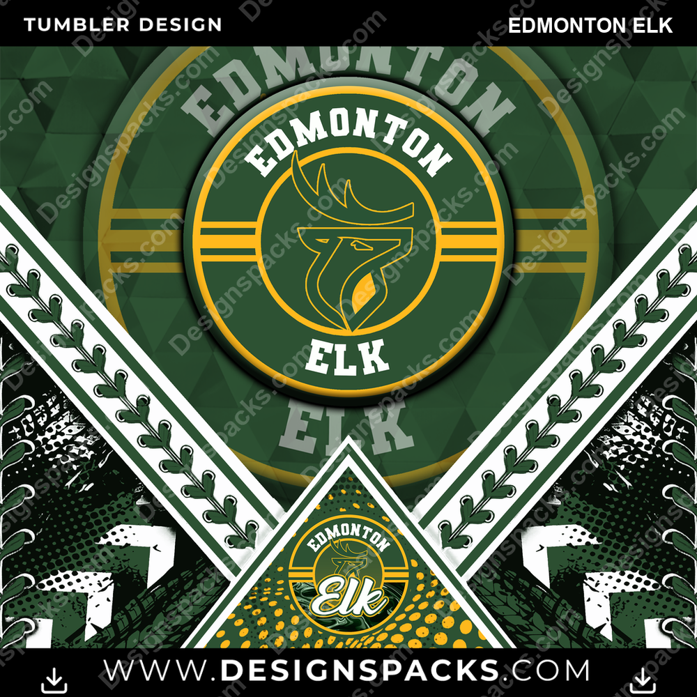 Canada Football Diamond Edmonton Elk Tumbler Digital Wrap Design