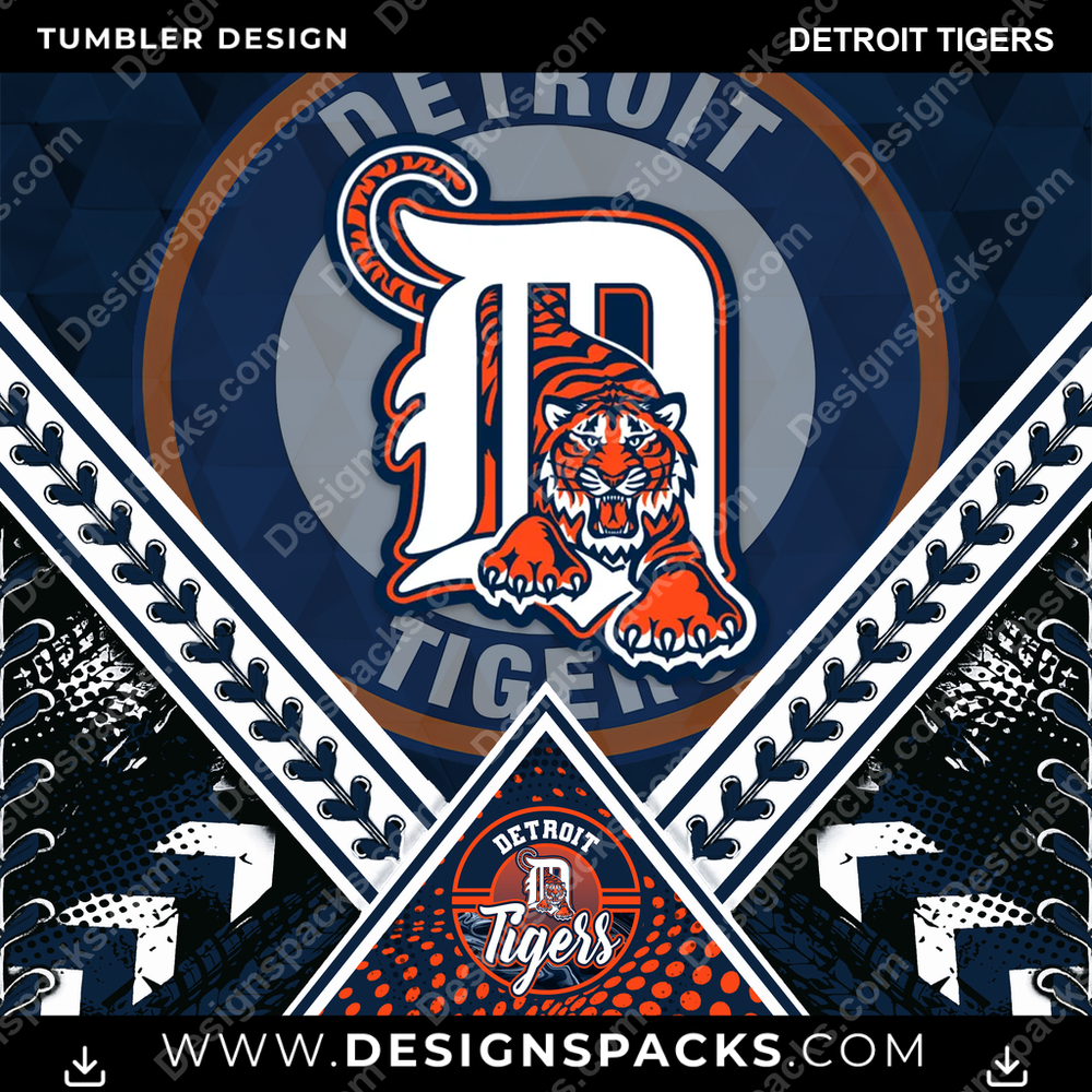 Baseball Diamond Detroit Tigers Tumbler Digital Wrap Design