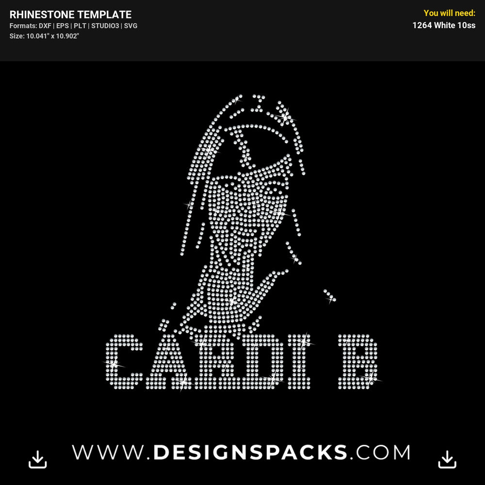 Cardi B Tongue Rhinestone Digital Template