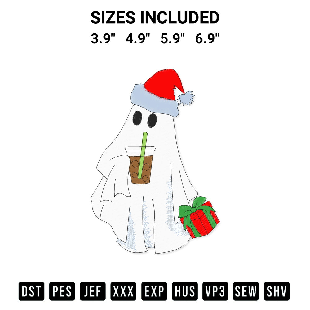Transform your fabrics with the Christmas Ghost With Iced Coffee Embroidery Design embroidery design. Instant access to premium digitized patterns at Designspacks.com. Available sizes: 3.9", 4.9", 5.9", 6.9".