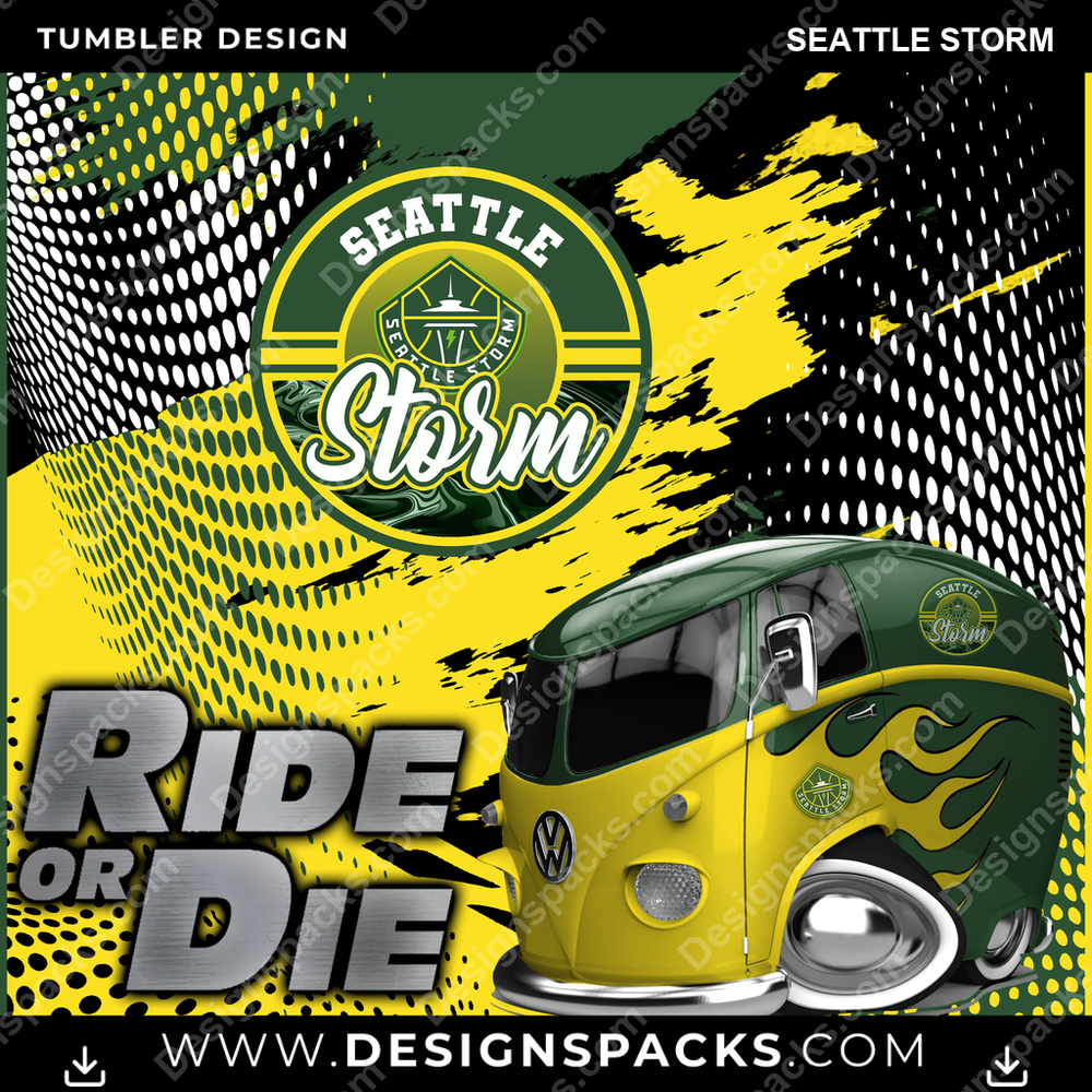 Basketball Ride or Die Seattle Storm Tumbler Digital Wrap Design