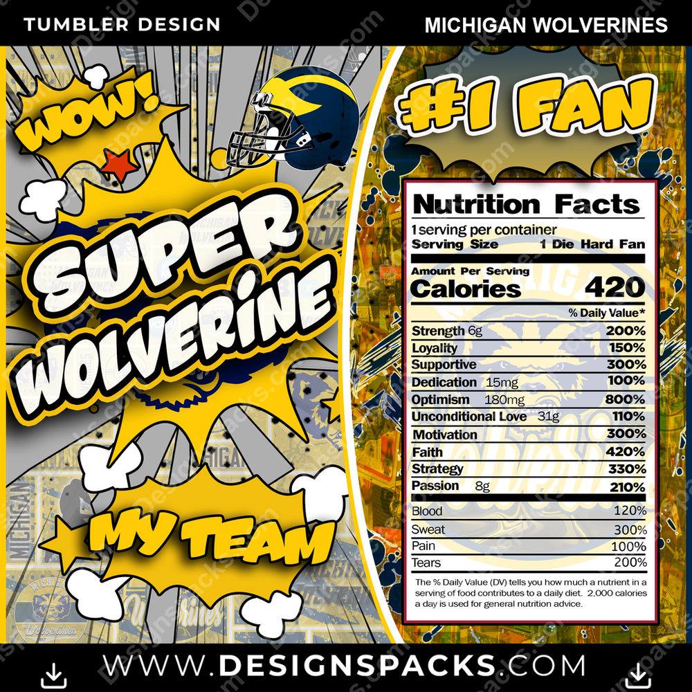 College Sport Super Team Michigan Wolverines NCAA College Sport Tumbler Digital Wrap Design Download
