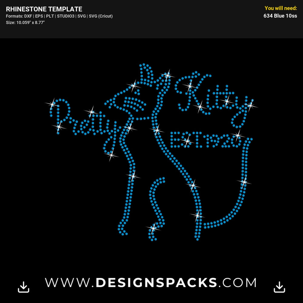 Pretty Kitty Cute Cat Rhinestone Digital Template