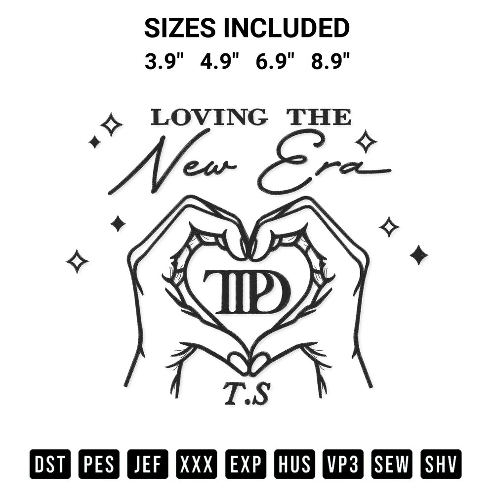 Download the Loving The New Era Ttpd Album Embroidery Design machine embroidery design exclusively at Designspacks.com. Premium digitized pattern for apparel and DIY crafts. Available sizes: 3.9", 4.9", 6.9", 8.9".