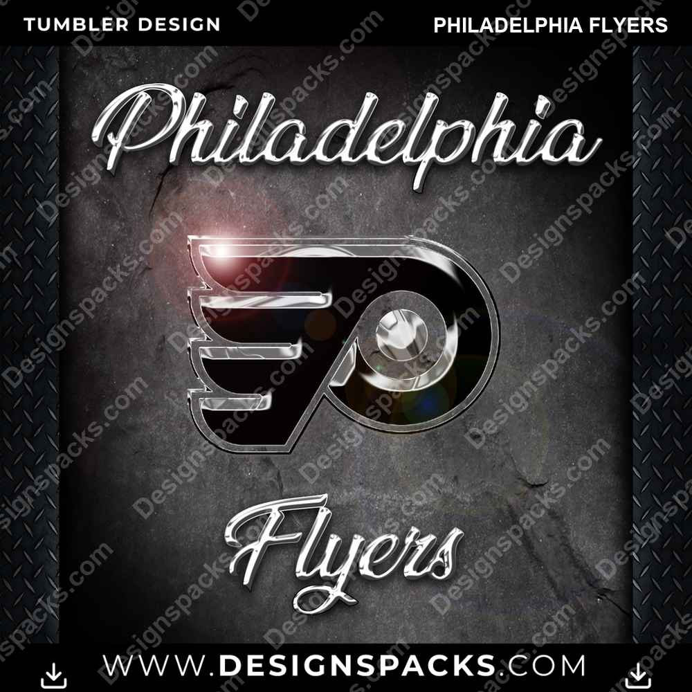 Ice Hockey Chrome Philadelphia Flyers NHL Hockey Tumbler Digital Wrap Design Download