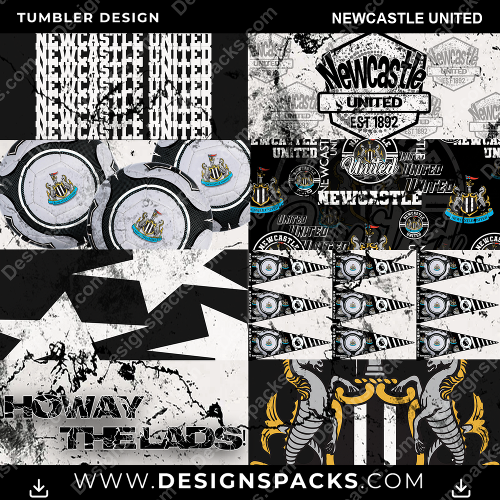 Soccer UK Distressed BG Newcastle United MLS Soccer Tumbler Digital Wrap Design Download